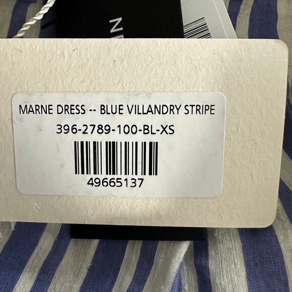 Doen  Marne Blue Villandry Striped Khadi Silk Voile Short Mini Dress XS - Picture 4 of 11